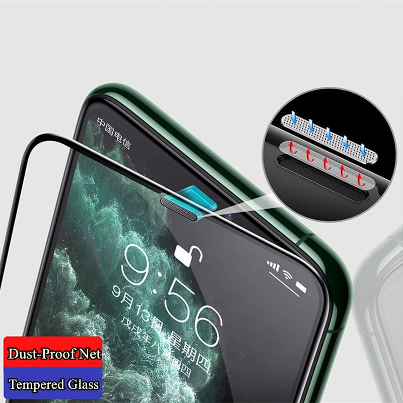 Tempered glass with a built-in dust filter for your iPhone