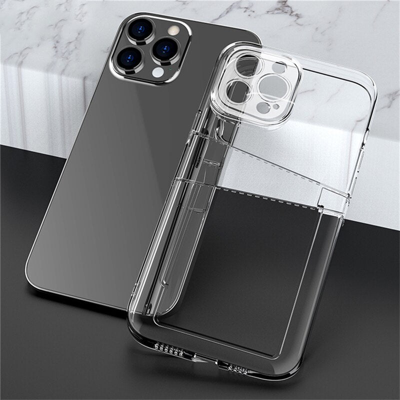 Crystal clear case with a card slot for your iPhone